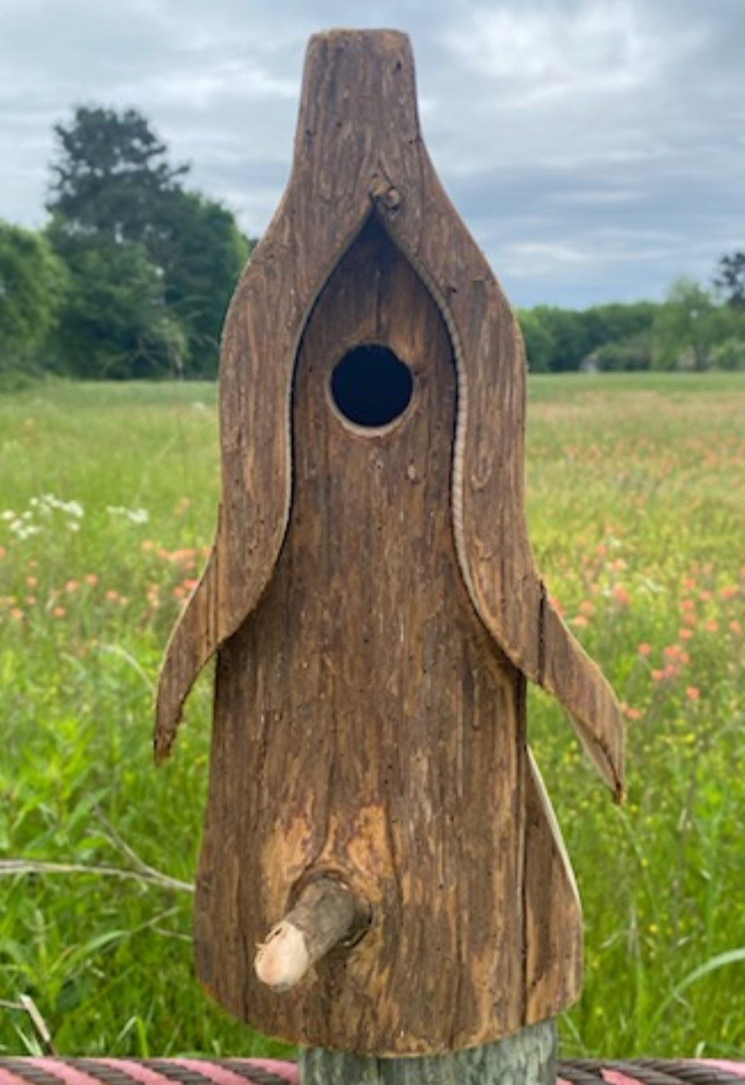 Cedar gnome birdhouse