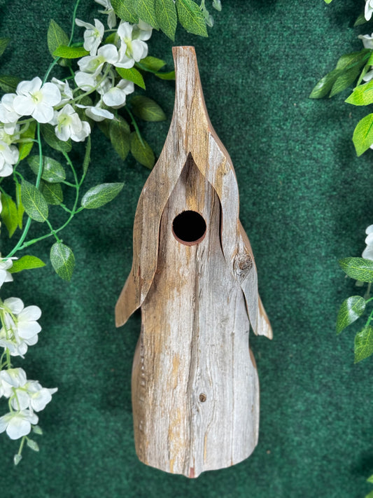 Cedar gnome birdhouse