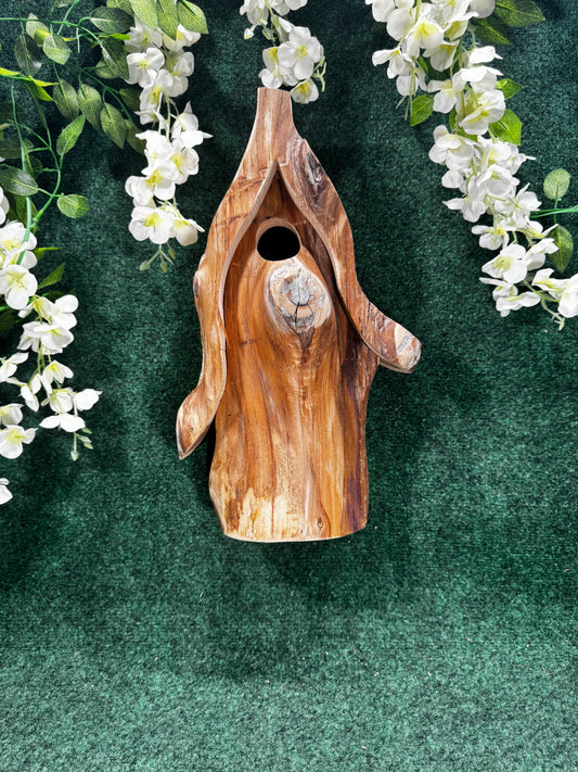 Cedar gnome birdhouse