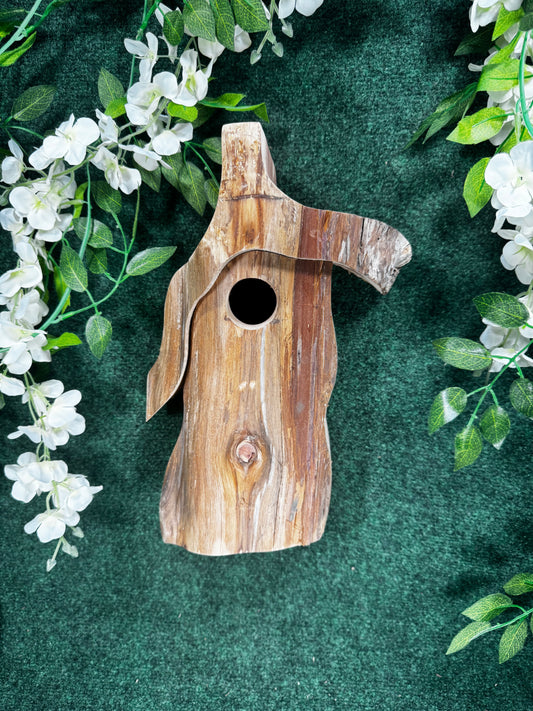 Cedar gnome birdhouse