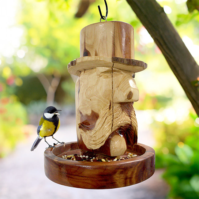 Cedar cowboy birdfeeder with a water proof finish