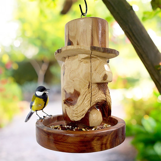 Cedar cowboy birdfeeder with a water proof finish